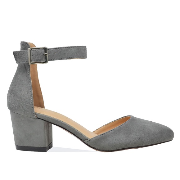 Shoes - Women's  Gray Suede D'Orsay Pump